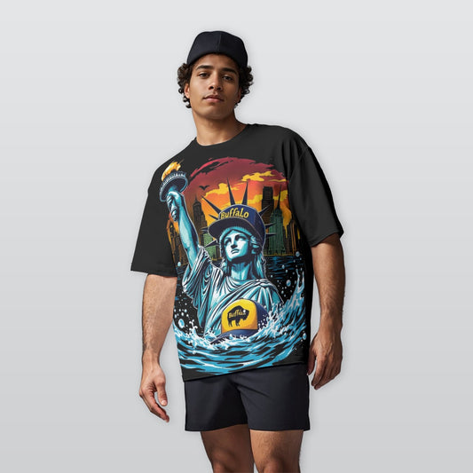 All-Over Print Men’s Heavyweight Cotton Crewneck T-Shirt|230GSM Cotton