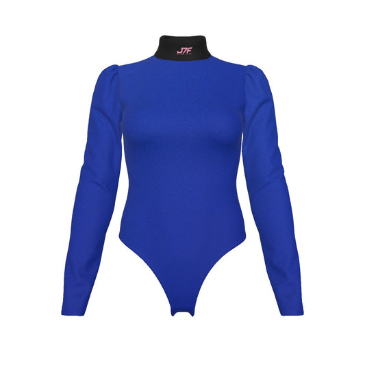 All-Over Women's Turtleneck Bodysuit With Puff Sleeve