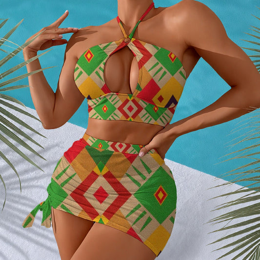 All-Over Print Women's Halter Neck swimming Suit