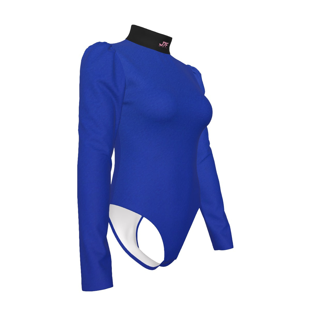 All-Over Women's Turtleneck Bodysuit With Puff Sleeve