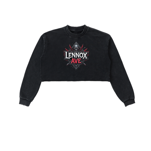 Snow Washed Raw Edge Cropped Sweatshirt