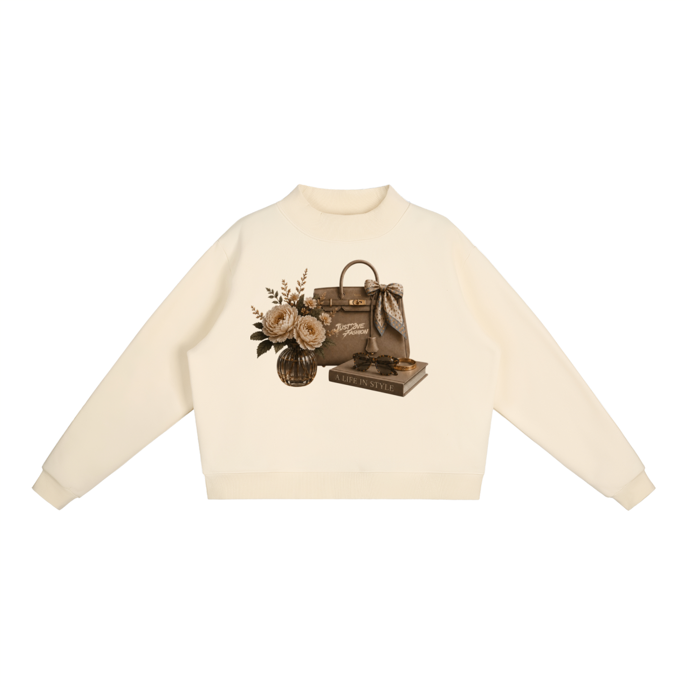 Essential Fleece Mock-Neck Crew Sweatshirt