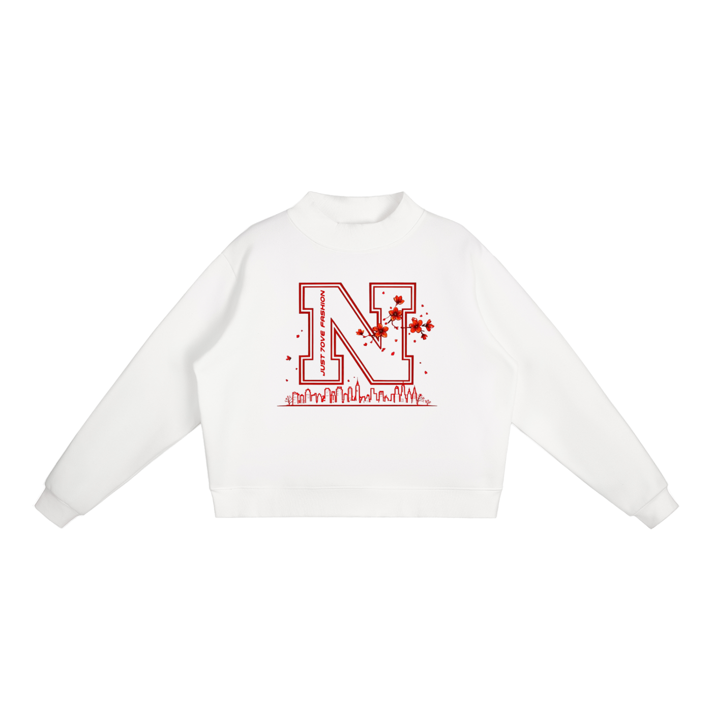 Essential Fleece Mock-Neck Crew Sweatshirt