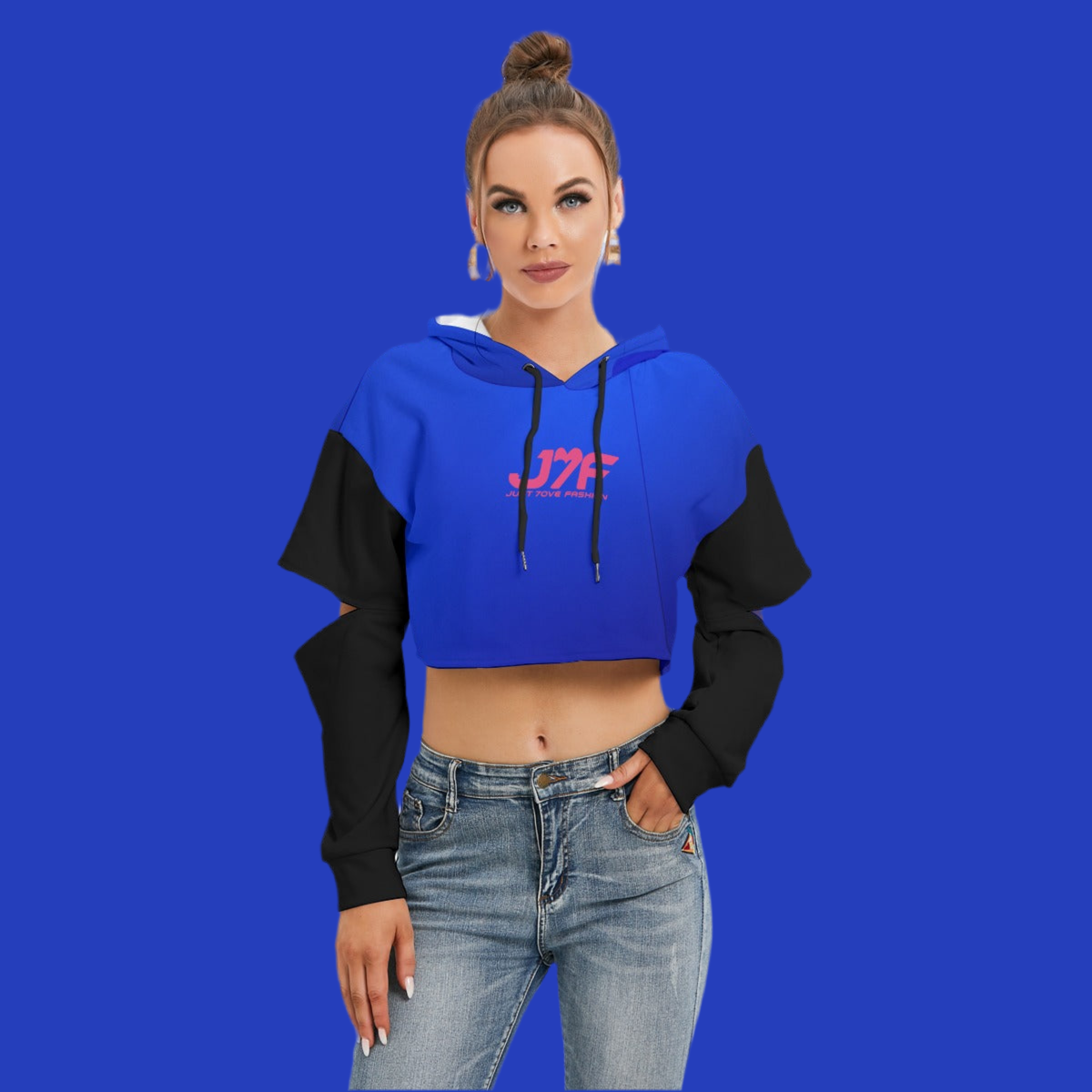 All-Over Print Women's Heavy Fleece Hoodie With Hollow Out Sleeve