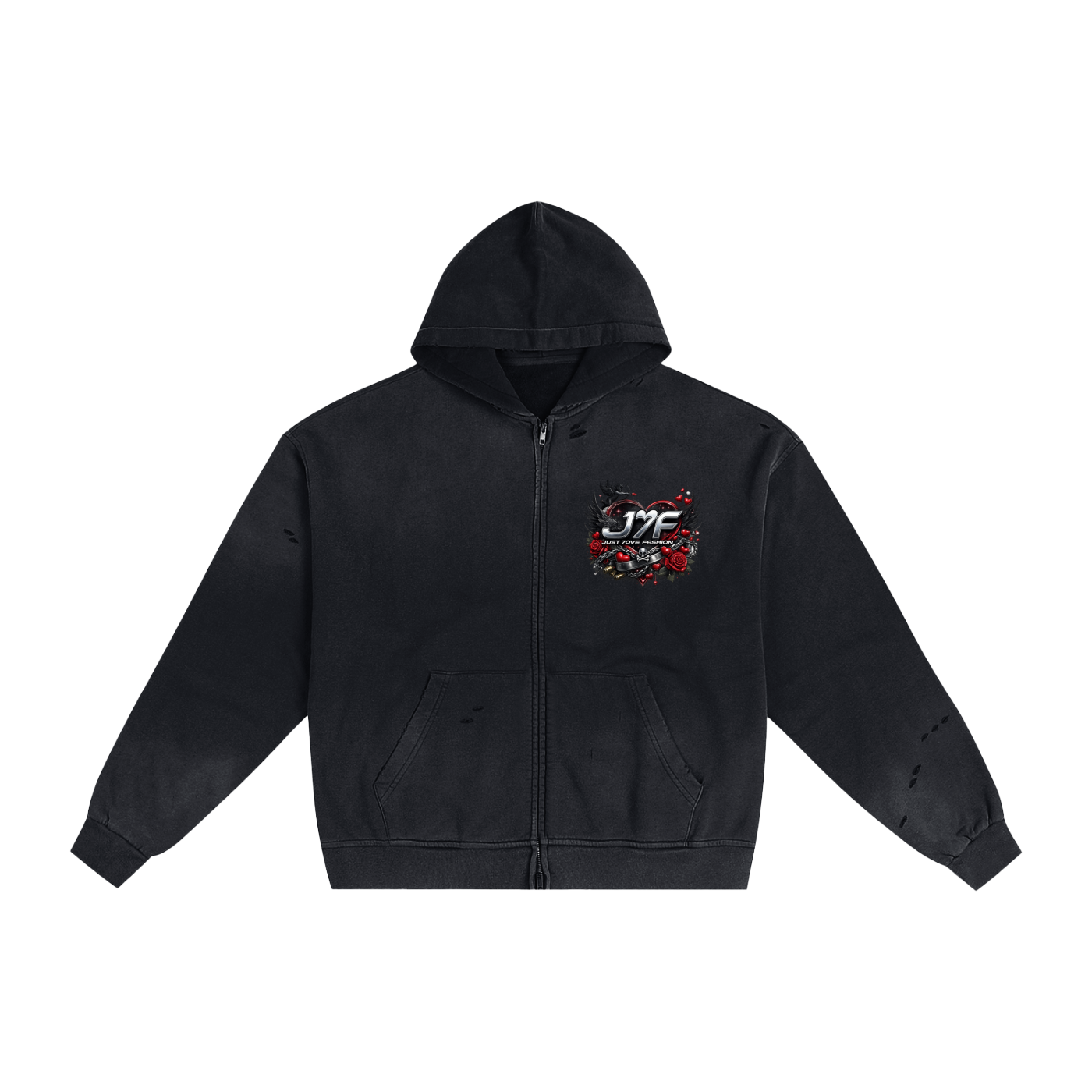 Hand-Frayed Sunfade Zip Hoodie