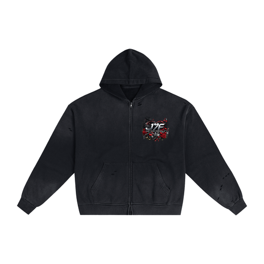 Hand-Frayed Sunfade Zip Hoodie