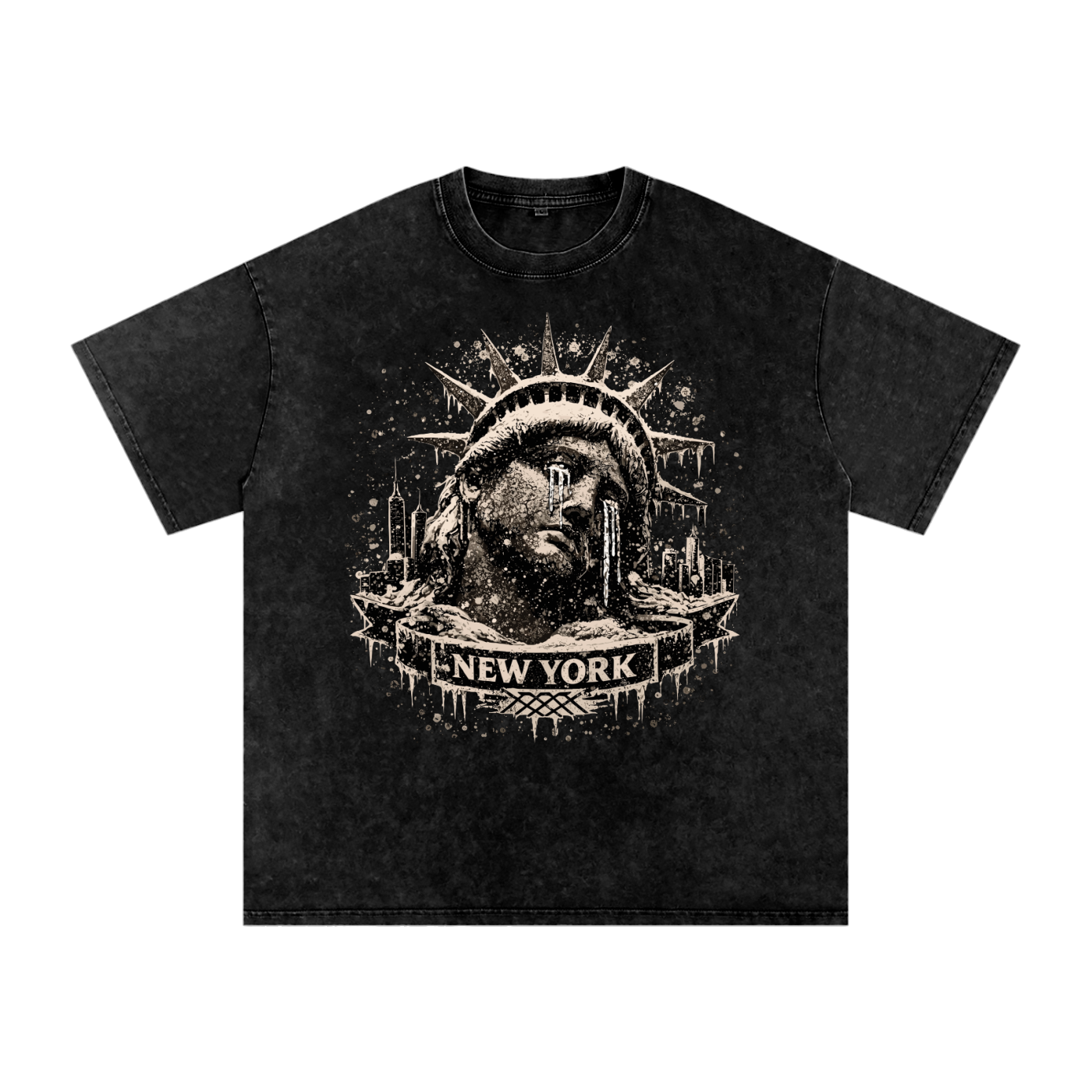 Snow Washed Oversized Cotton T-Shirt