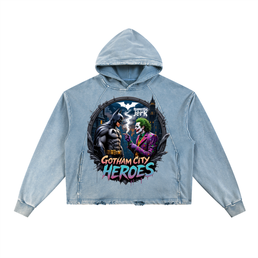 Vintage Washed Frayed-Hem Hoodie